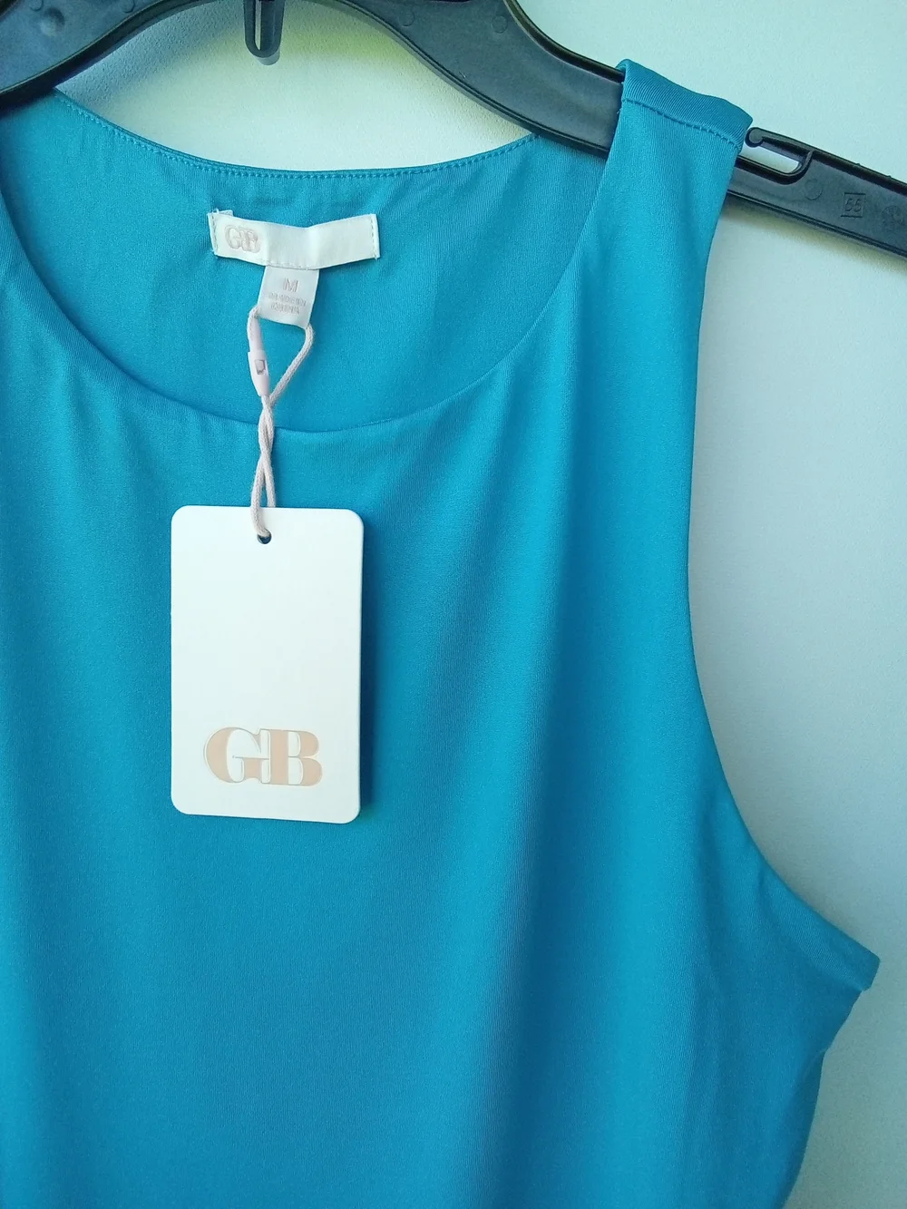 NWT GB Dillard's Turquoise Blue High Neck Sleeveless Thong Bodysuit Size M